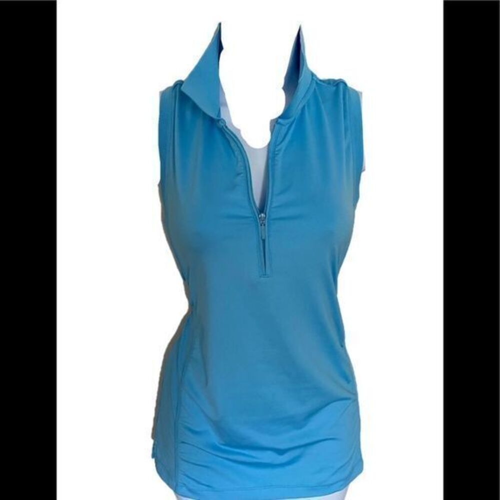 Peter Millar UPF 50 Quarter Zip Top - S blue , polyester spandex